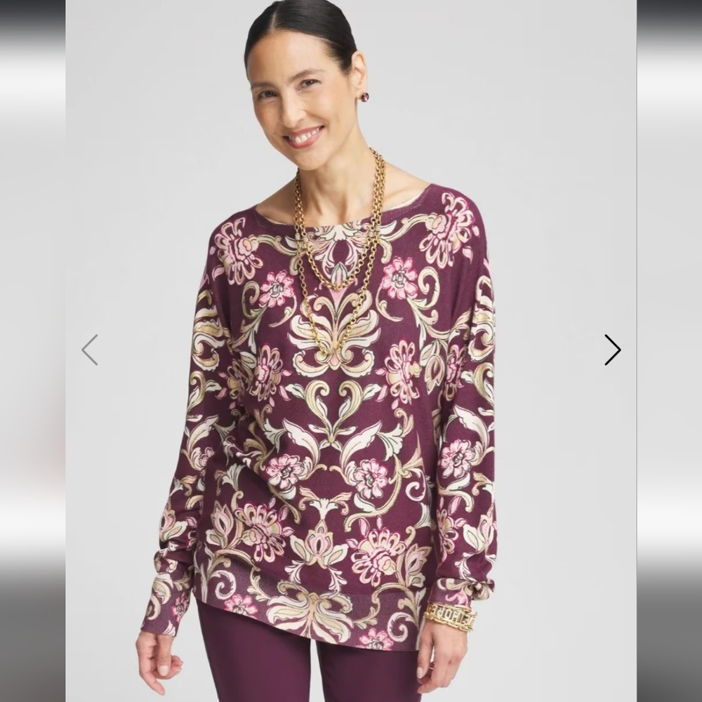 NWT Chico's Purple Floral Sweater